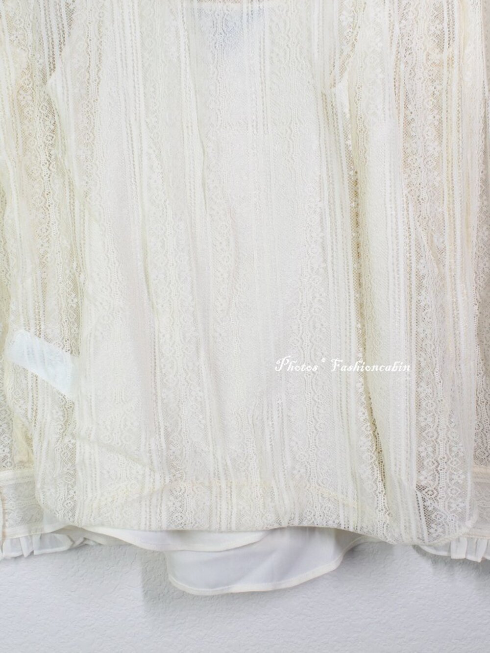 NWT Lauren Ralph Lauren Ruffle Trim Lace Shirt w Camisole, Winter Cream, US 8 - Picture 12 of 15